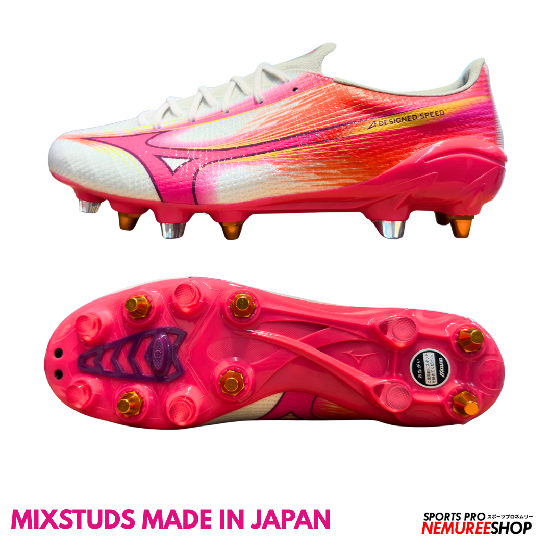 MIZUNO Football Shoes ALPHA 3 JAPAN MIX (WHITE/FUCHSIA PURPLE) - Nemuree Shop - Online Sports Store