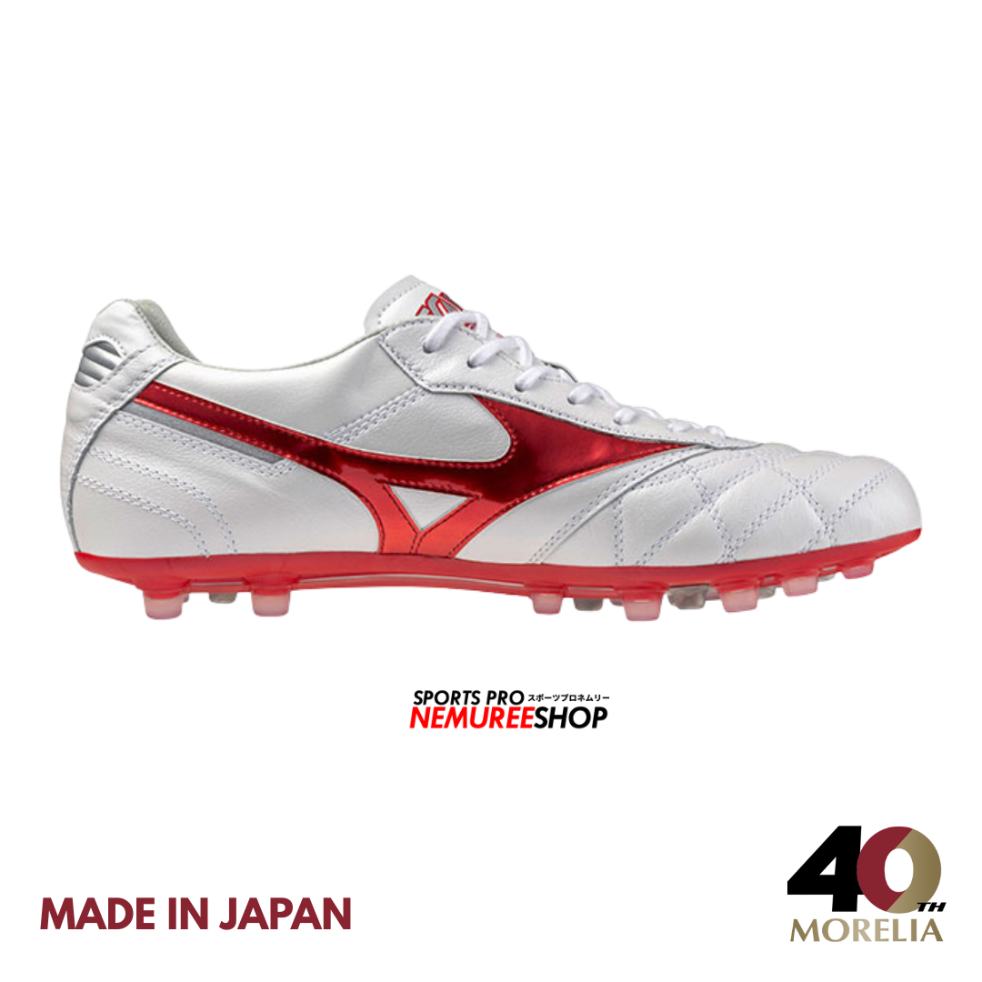 MIZUNO Soccer Shoes MORELIA 2 AG JAPAN (WHITE/MORELIA 40TH RED) - Nemuree Shop - Online Sports Store