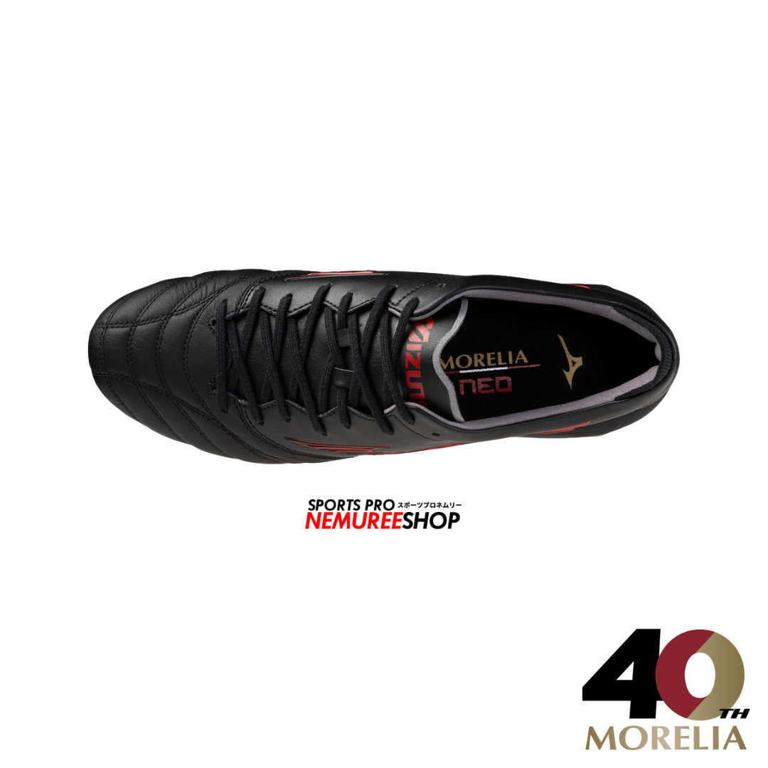 MIZUNO Football Shoes MORELIA NEO 4 ELITE (BLACK / MORELIA 40TH RED) - Nemuree Shop - Online Sports Store