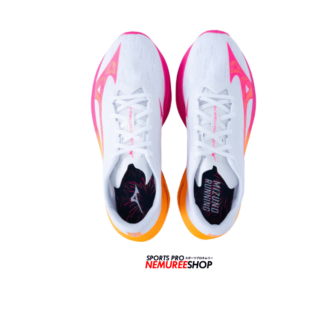MIZUNO Running Shoes WAVE REBELLION FLASH 3 (WHITE / PINK TETRA / TANG ORANGE) - Nemuree Shop - Online Sports Store