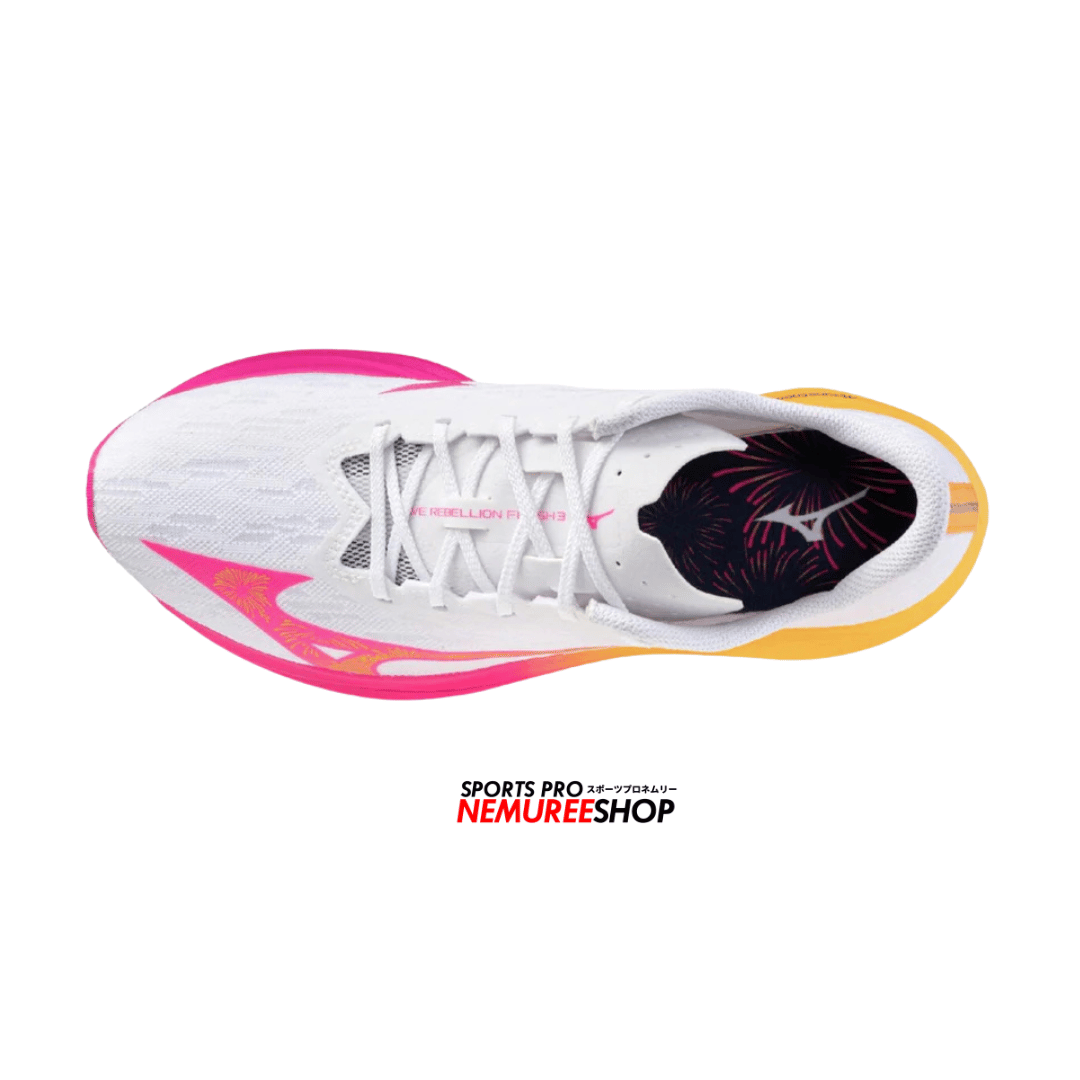 MIZUNO Running Shoes WAVE REBELLION FLASH 3 (WHITE / PINK TETRA / TANG ORANGE) - Nemuree Shop - Online Sports Store