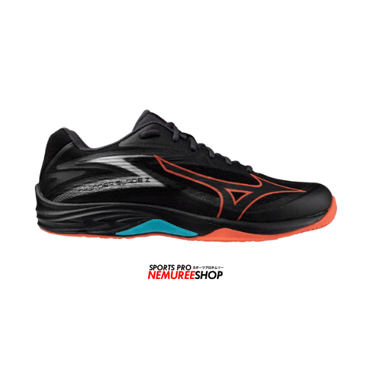 MIZUNO Volleyball Shoes THUNDER BLADE Z (BLACK/NEON FLAME/PEACOCK BLUE) - Nemuree Shop - Online Sports Store