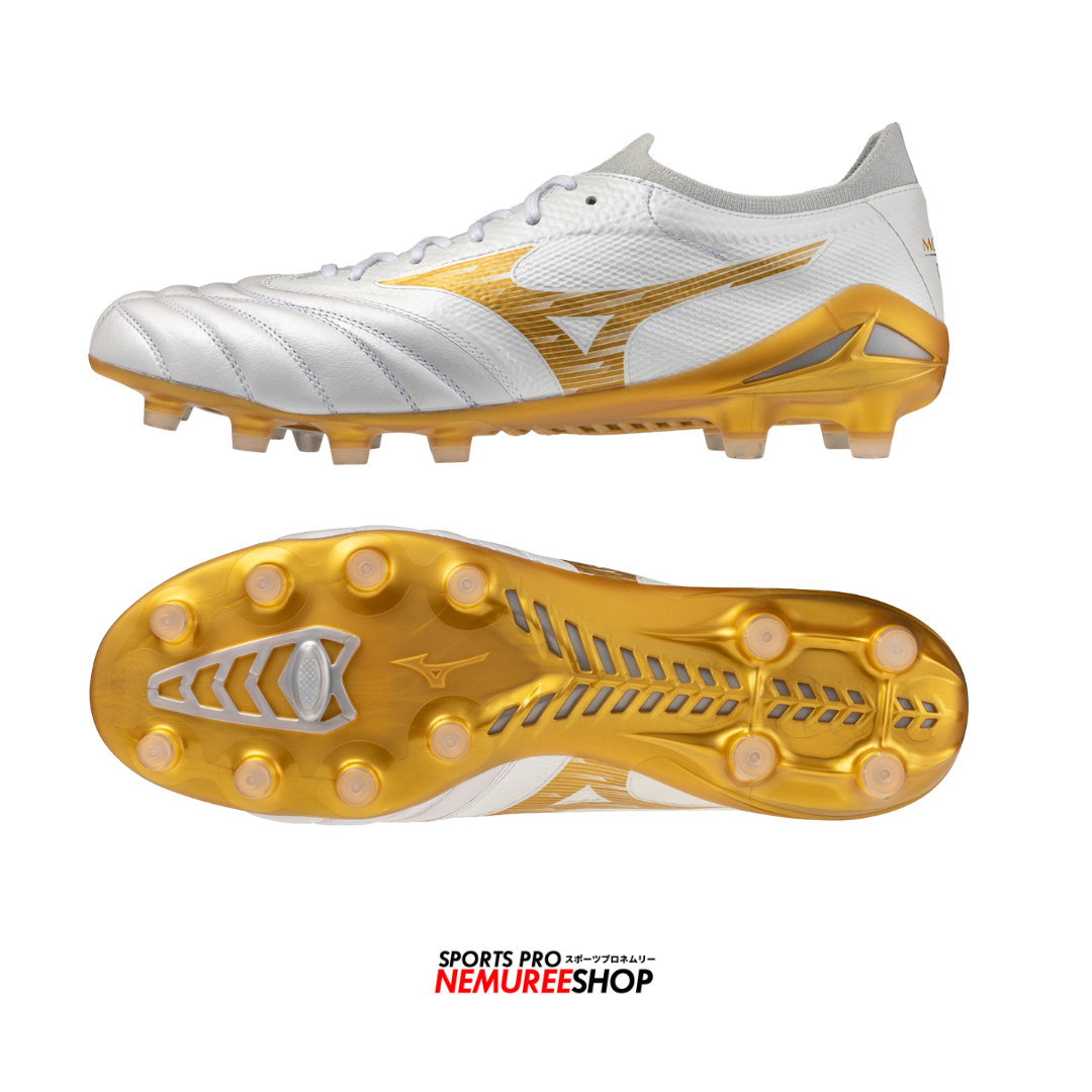 MIZUNO Football Shoes MORELIA NEO 4 BETA ELITE (WHITE / GOLD) - Nemuree Shop - Online Sports Store