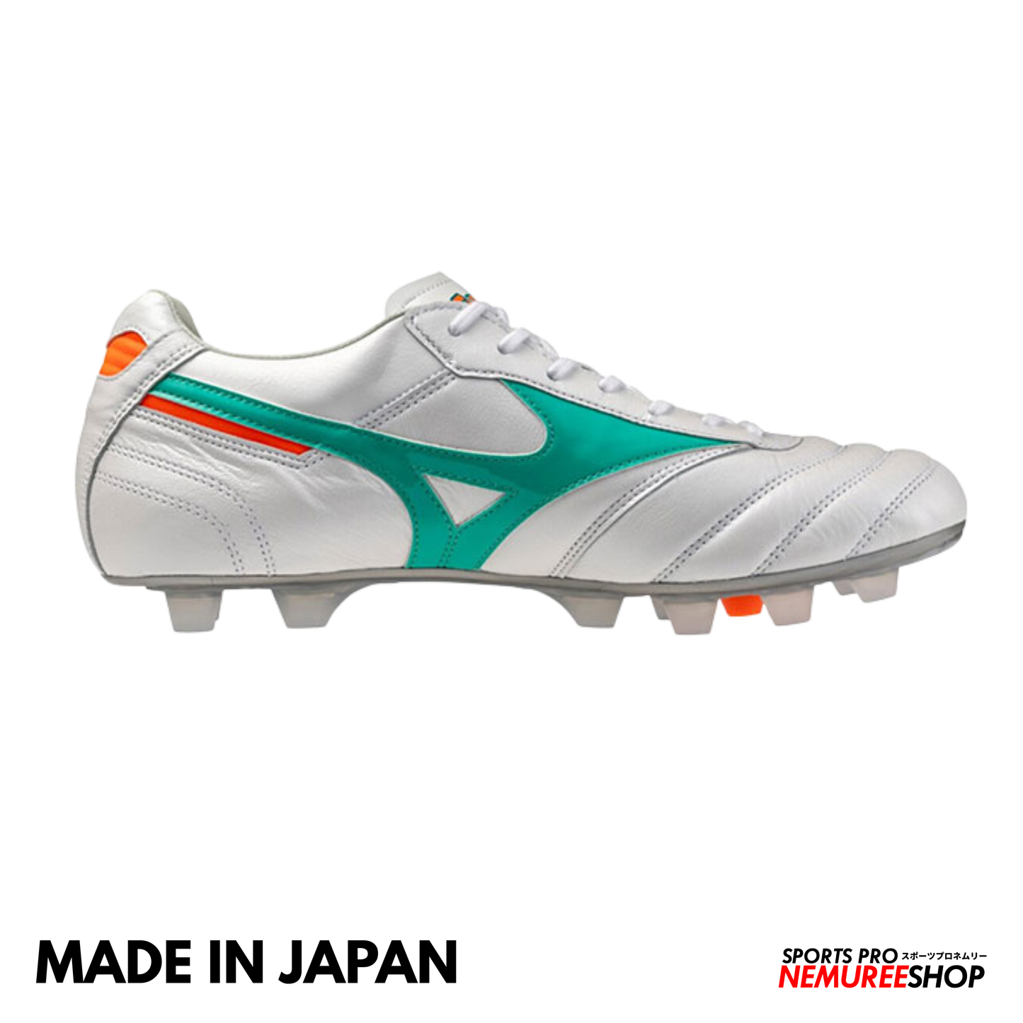 MIZUNO Football Shoes MORELIA 2 JAPAN (WHITE/ARCADIA/LAVA ORANGE)