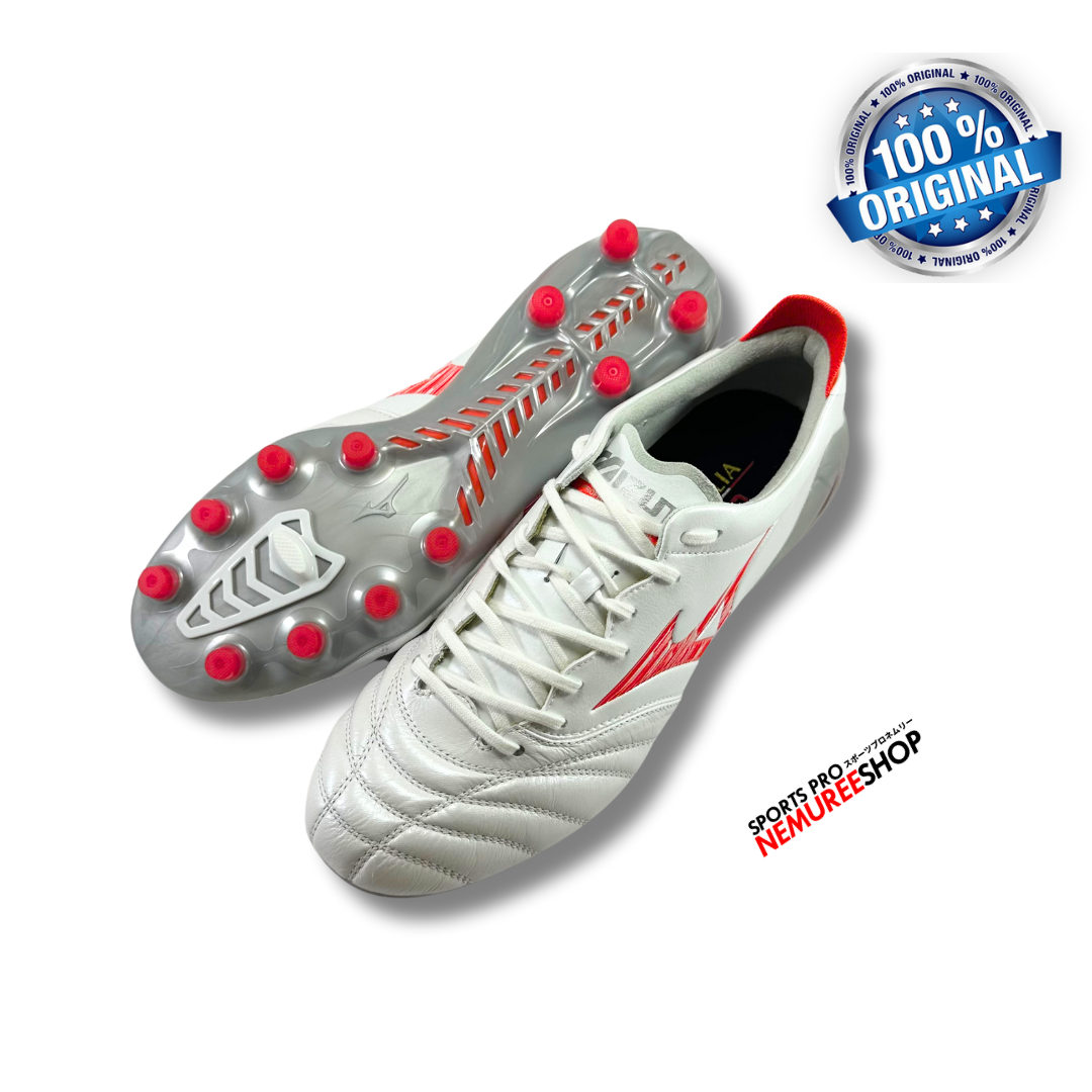 MIZUNO Soccer Shoes MORELIA NEO 4 ELITE (WHITE/RADIANT RED) - Nemuree Shop - Online Sports Store