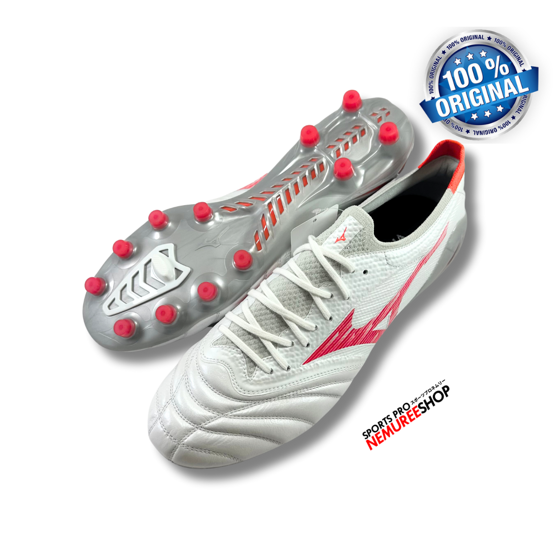 MIZUNO Soccer Shoes MORELIA NEO 4 BETA ELITE (WHITE/RADIANT RED) - Nemuree Shop - Online Sports Store