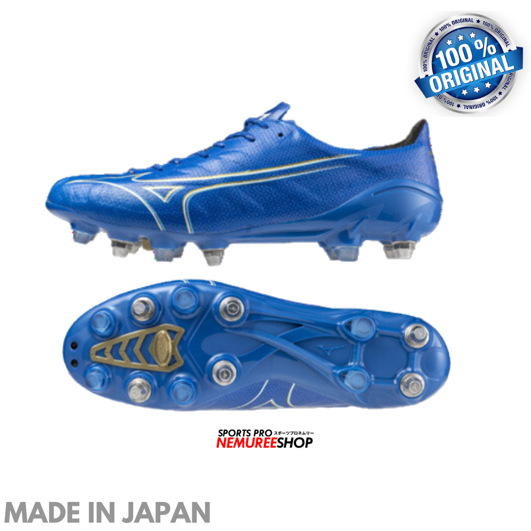 MIZUNO Football Shoes ALPHA JAPAN MIX (LASER BLUE/WHITE/GOLD) - Nemuree Shop - Online Sports Store