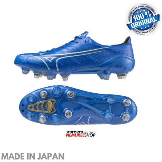 MIZUNO Football Shoes ALPHA JAPAN MIX (LASER BLUE/WHITE/GOLD) - Nemuree Shop - Online Sports Store
