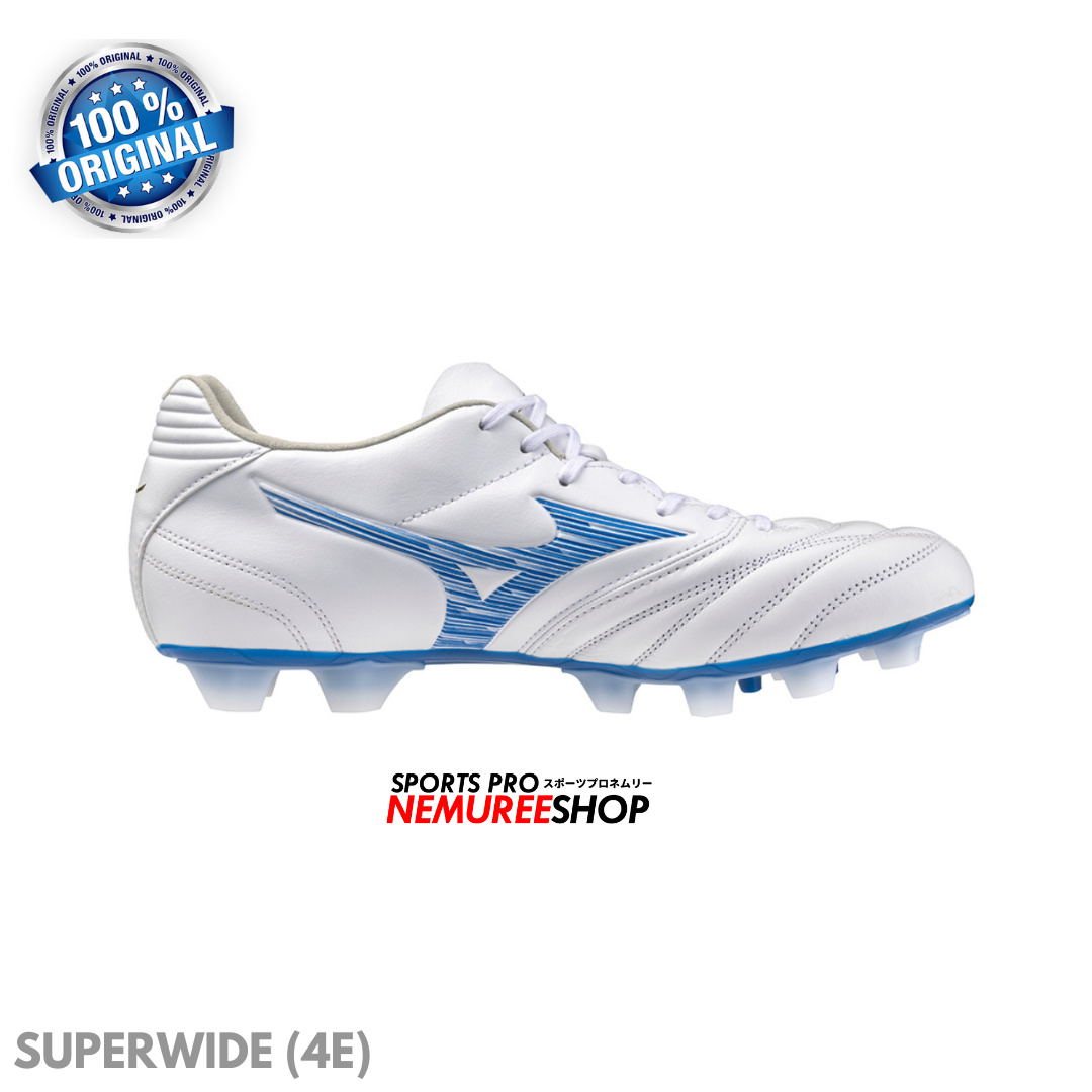 MIZUNO Football Shoes MONARCIDA NEO 3 SW KL (WHITE/LASER BLUE/GOLD) - SUPERWIDE (4E) - Nemuree Shop - Online Sports Store