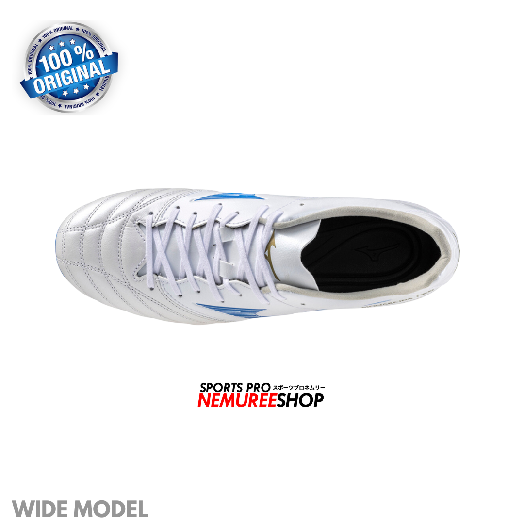 MIZUNO Football Shoes MONARCIDA NEO 3 WIDE PRO (WHITE/LASER BLUE) - Nemuree Shop - Online Sports Store
