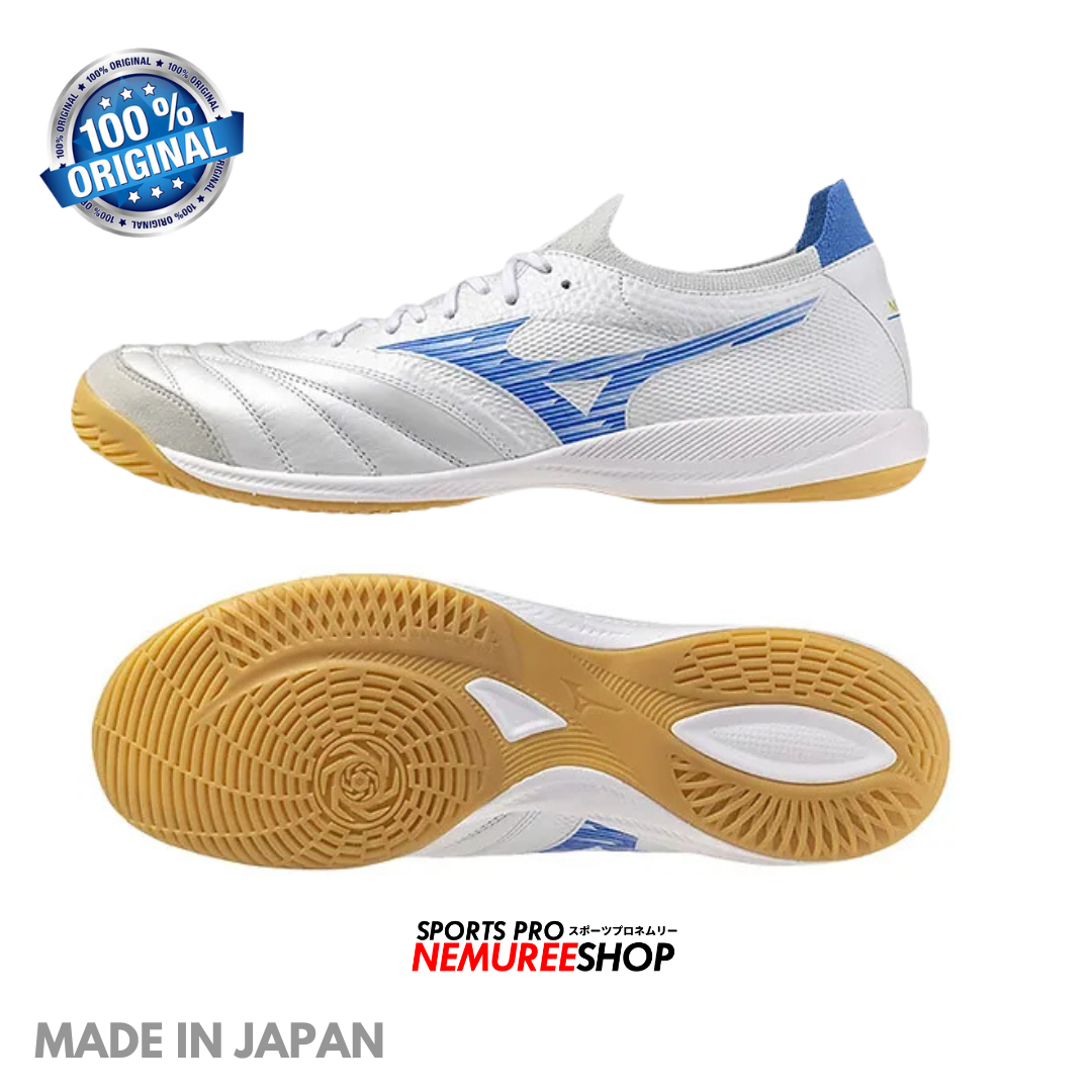 MIZUNO Futsal Shoes MORELIA SALA BETA JAPAN IN (WHITE/LASER BLUE) - Nemuree Shop - Online Sports Store