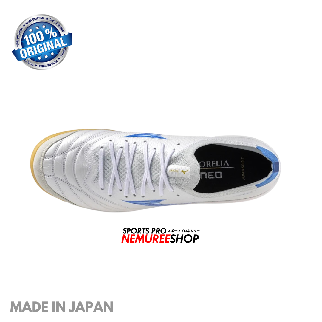 MIZUNO Futsal Shoes MORELIA SALA BETA JAPAN IN (WHITE/LASER BLUE) - Nemuree Shop - Online Sports Store