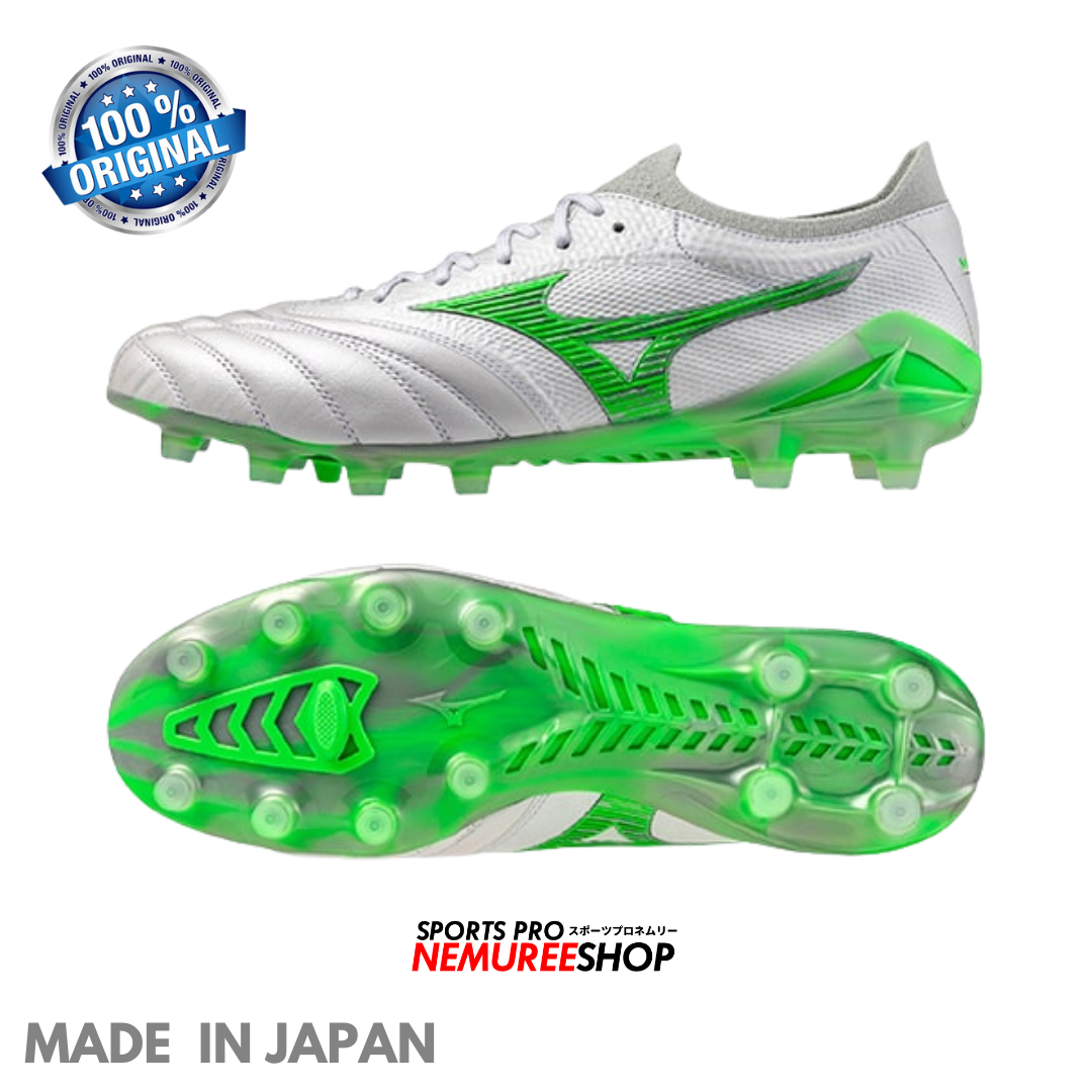 MIZUNO Football Shoes MORELIA NEO 4 BETA JAPAN (WHITE/NEON GREEN/COOL GREY) - Nemuree Shop - Online Sports Store