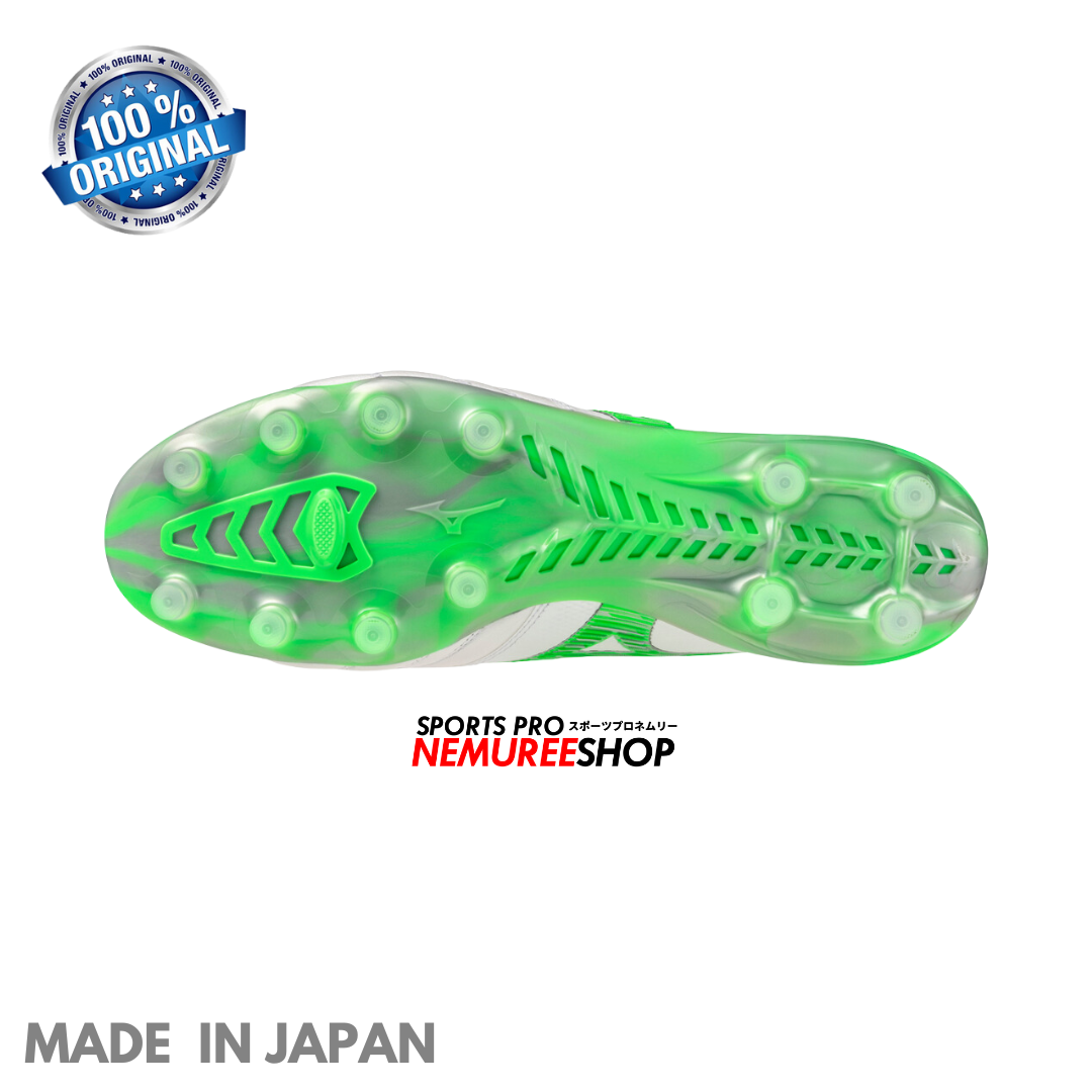 MIZUNO Football Shoes MORELIA NEO 4 BETA JAPAN (WHITE/NEON GREEN/COOL GREY) - Nemuree Shop - Online Sports Store