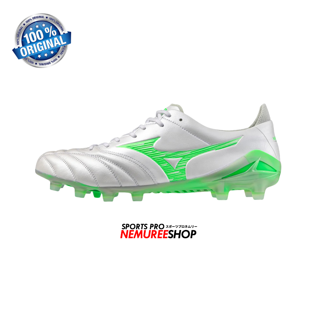 MIZUNO Football Shoes MORELIA NEO 4 ELITE (WHITE/NEON GREEN/COOL GREY) - Nemuree Shop - Online Sports Store