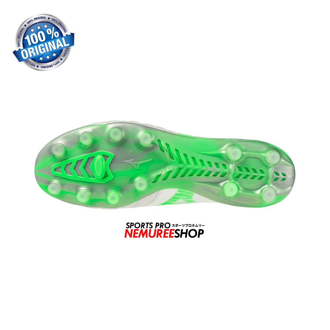 MIZUNO Football Shoes MORELIA NEO 4 BETA ELITE (WHITE/NEON GREEN/COOL GREY) - Nemuree Shop - Online Sports Store