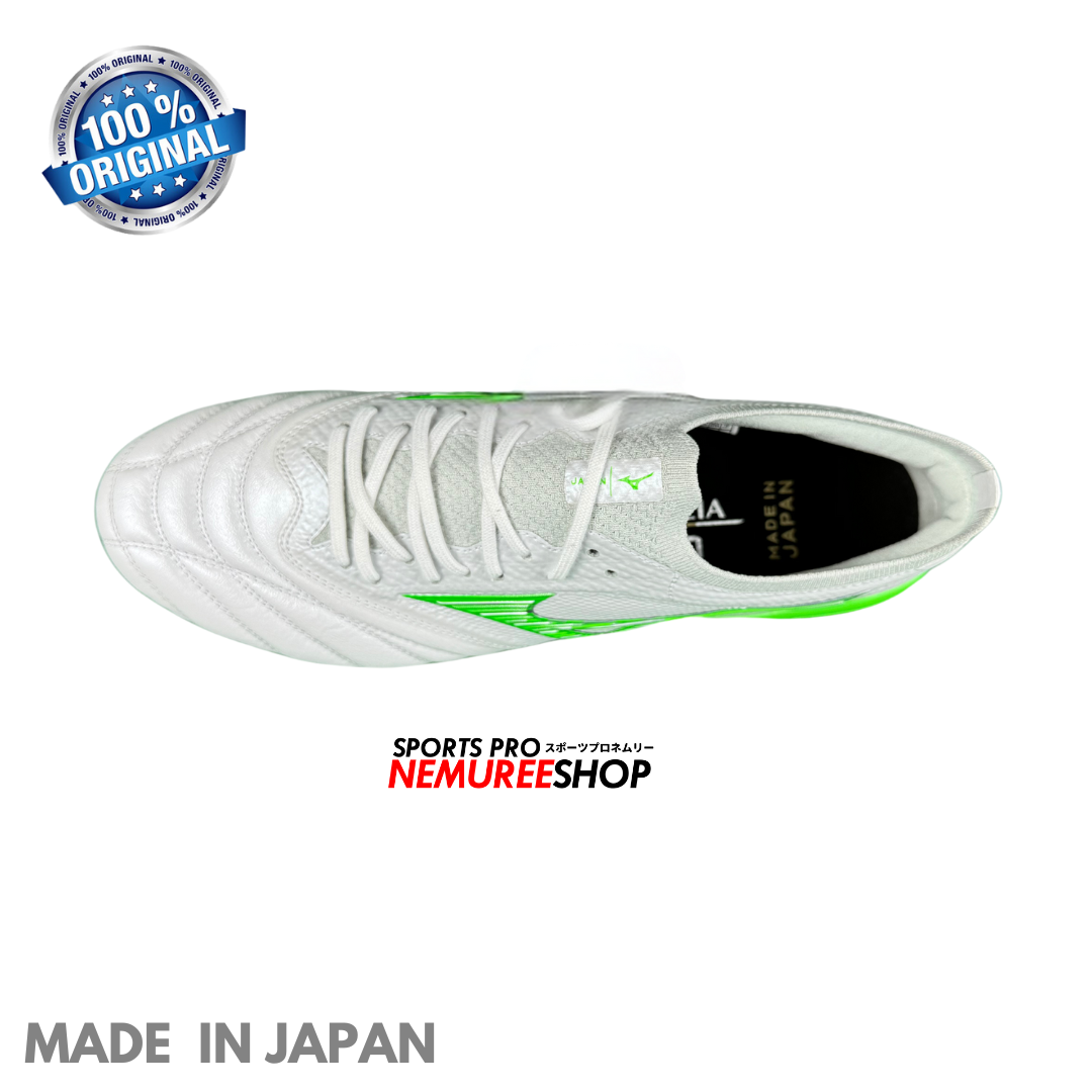 MIZUNO Football Shoes MORELIA NEO 4 BETA JAPAN MIX (WHITE/NEON GREEN/COOL GREY) - Nemuree Shop - Online Sports Store
