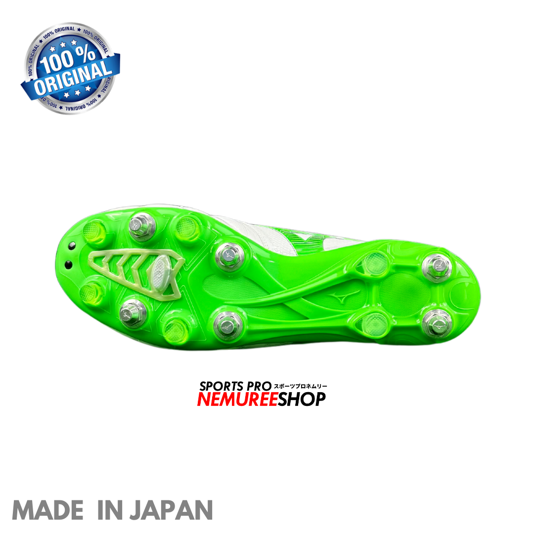 MIZUNO Football Shoes MORELIA NEO 4 BETA JAPAN MIX (WHITE/NEON GREEN/COOL GREY) - Nemuree Shop - Online Sports Store