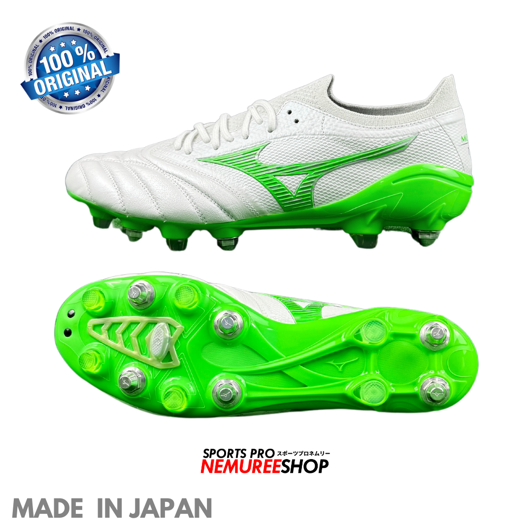 MIZUNO Football Shoes MORELIA NEO 4 BETA JAPAN MIX (WHITE/NEON GREEN/COOL GREY) - Nemuree Shop - Online Sports Store