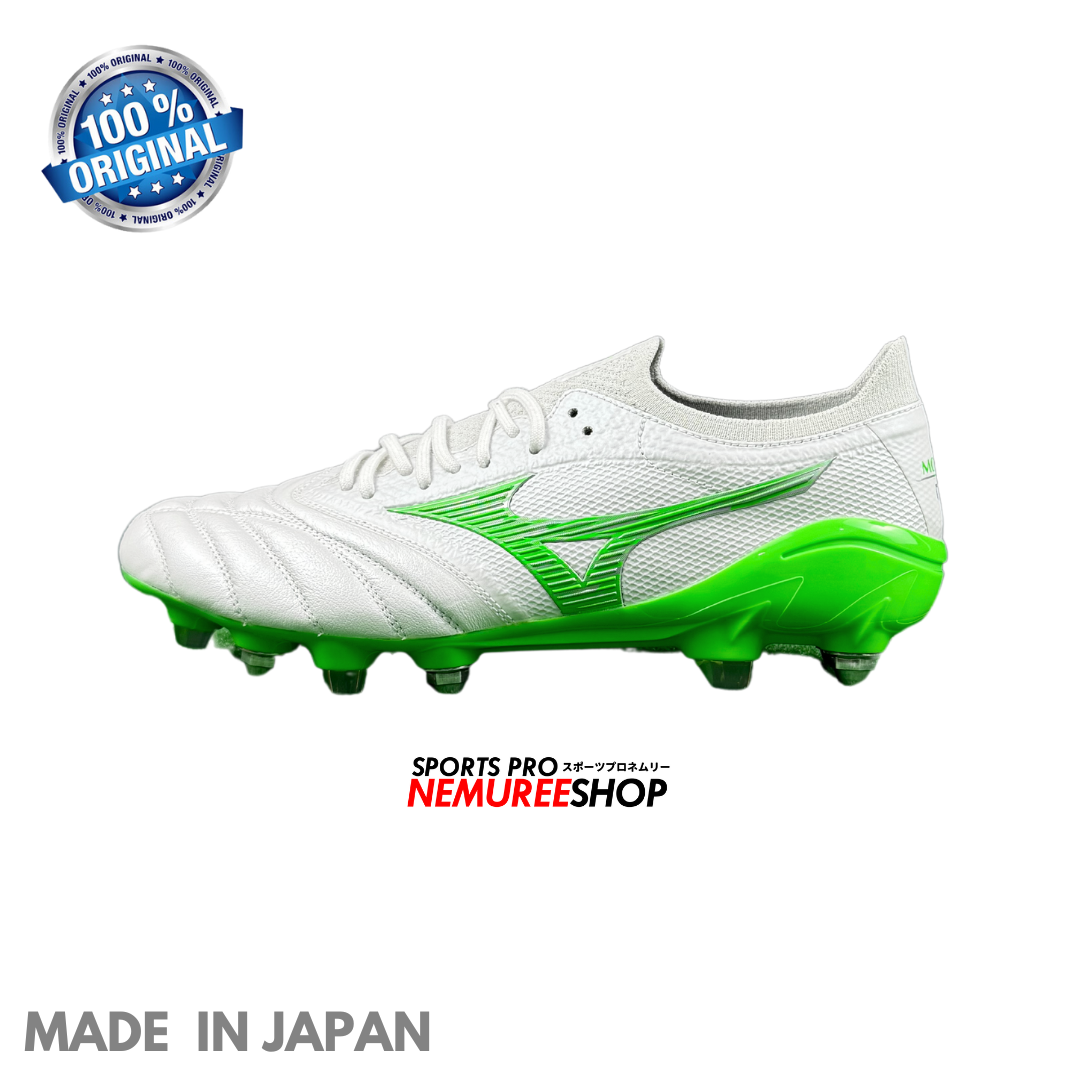 MIZUNO Football Shoes MORELIA NEO 4 BETA JAPAN MIX (WHITE/NEON GREEN/COOL GREY) - Nemuree Shop - Online Sports Store