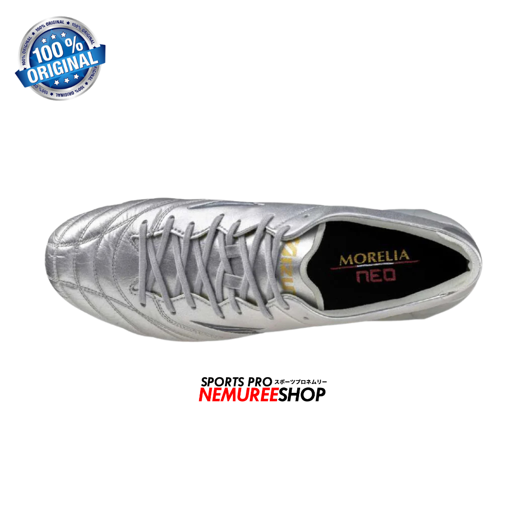 MIZUNO Football Shoes MORELIA NEO 4 ELITE (GALAXY SILVER/GOLD/8605C) - Nemuree Shop - Online Sports Store