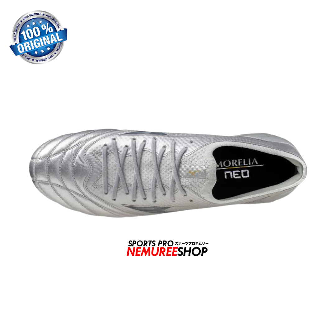 MIZUNO Football Shoes MORELIA NEO 4 BETA ELITE (GALAXY SILVER/GOLD/8605C) - Nemuree Shop - Online Sports Store