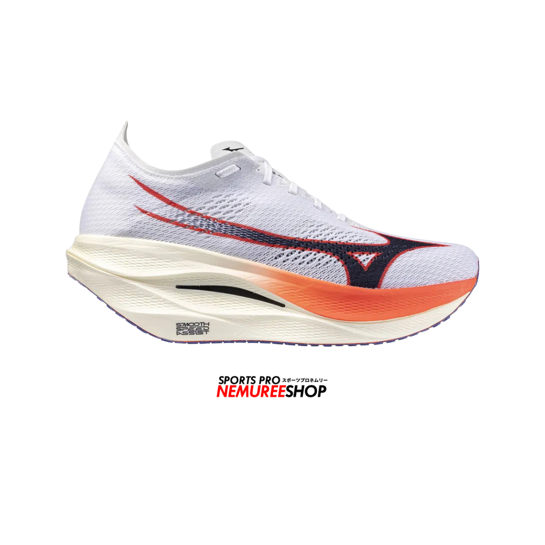 MIZUNO Running Shoes WAVE REBELLION PRO 3 (WHITE / BARINOTE BLUE / FIERY CORAL) - Nemuree Shop - Online Sports Store