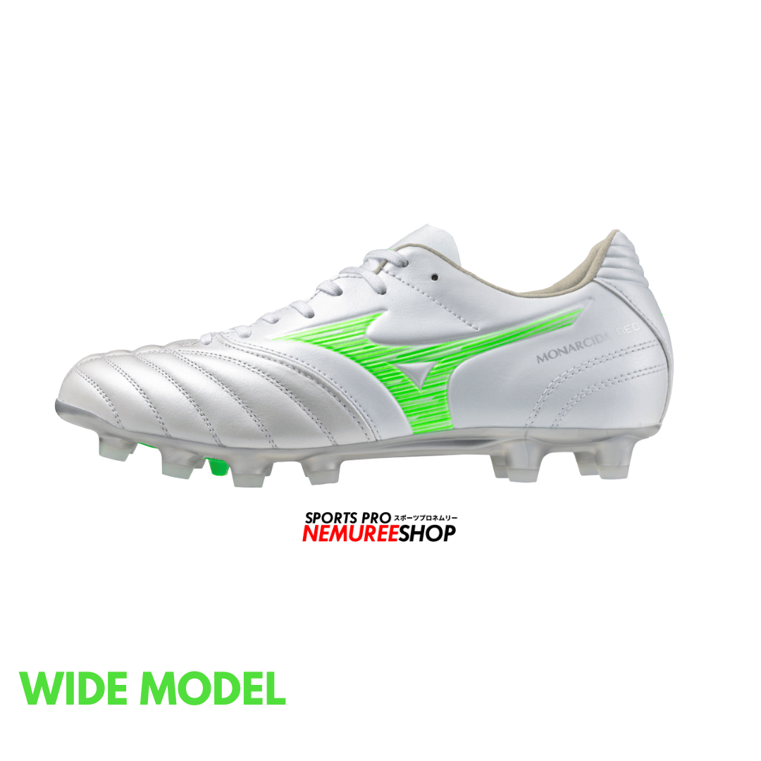 MIZUNO Football Shoes MONARCIDA NEO 3 WIDE PRO (WHITE / NEON GREEN) - Nemuree Shop - Online Sports Store