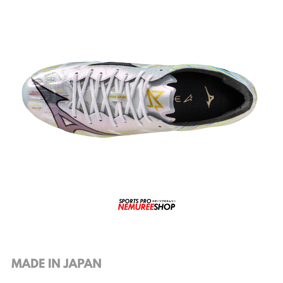 MIZUNO Football Shoes ALPHA 2 JAPAN AG (WHITE / SILVER IRIDISCENT / BLACK) - Nemuree Shop - Online Sports Store
