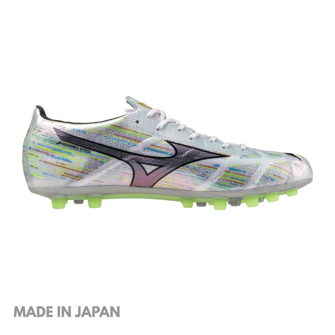 MIZUNO Football Shoes ALPHA 2 JAPAN AG (WHITE / SILVER IRIDISCENT / BLACK) - Nemuree Shop - Online Sports Store