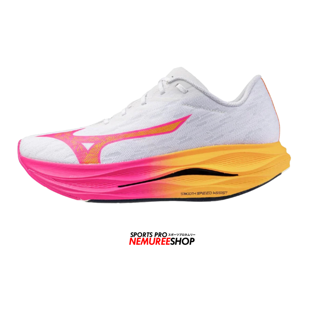 MIZUNO Running Shoes WAVE REBELLION FLASH 3 (WHITE / PINK TETRA / TANG ORANGE) - Nemuree Shop - Online Sports Store